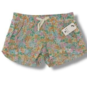 Billabong Mad For You Gauze Crinkle Floral Watercolor Shorts Girls Sz M 10